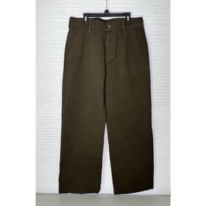 American Giant Wide Leg Pants Womens 10 Brown Heavyweight Cotton Stretch